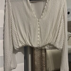 Elegant White Beaded Blouse